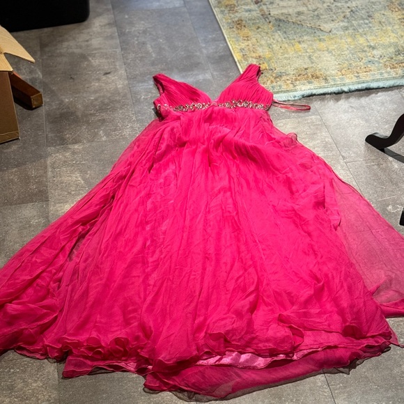 Fuchsia V-neck , A-Line Nika by Niki Kapoor dress - Picture 2 of 6